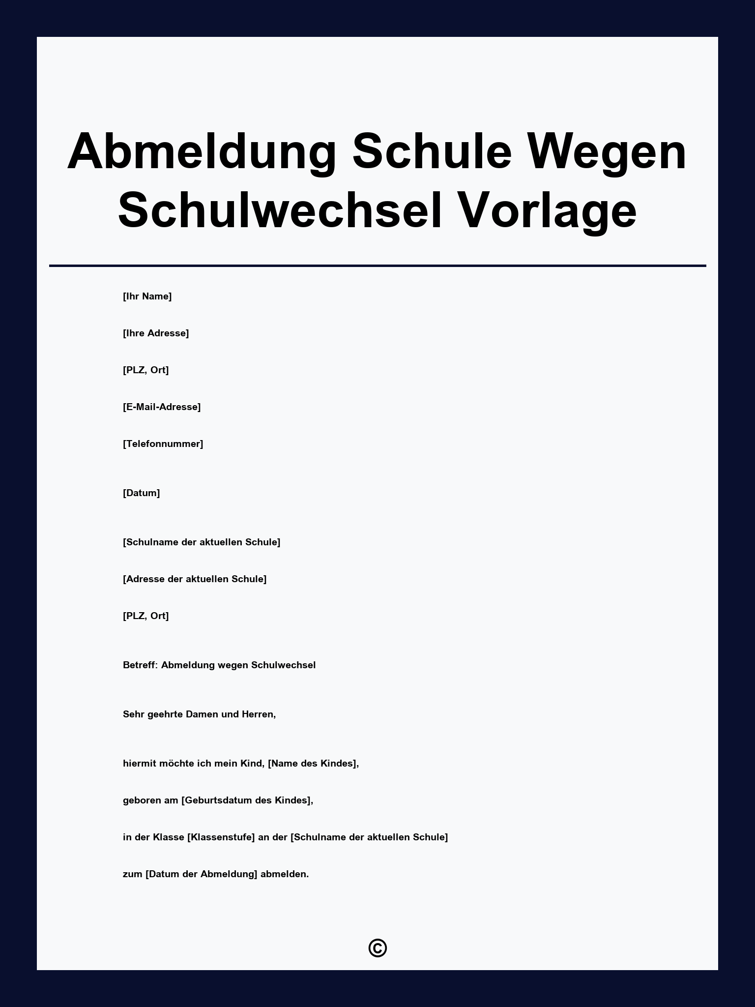Abmeldung Schule Wegen Schulwechsel Vorlage