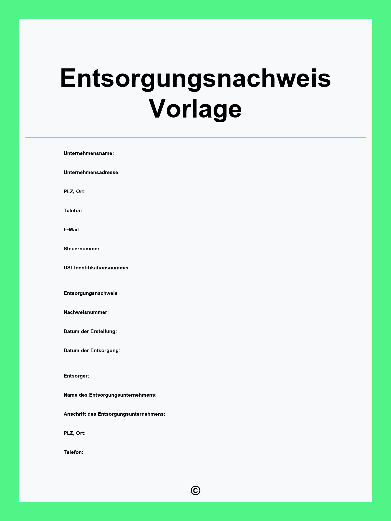 Entsorgungsnachweis Vorlage