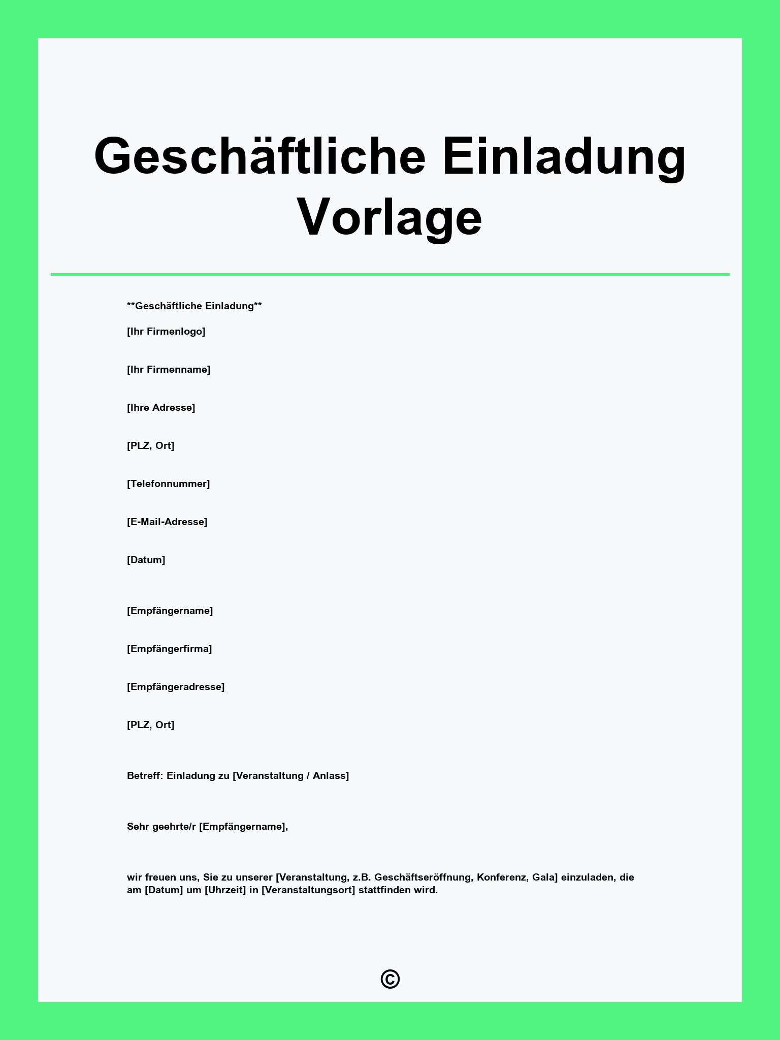 Geschäftliche Einladung Vorlage