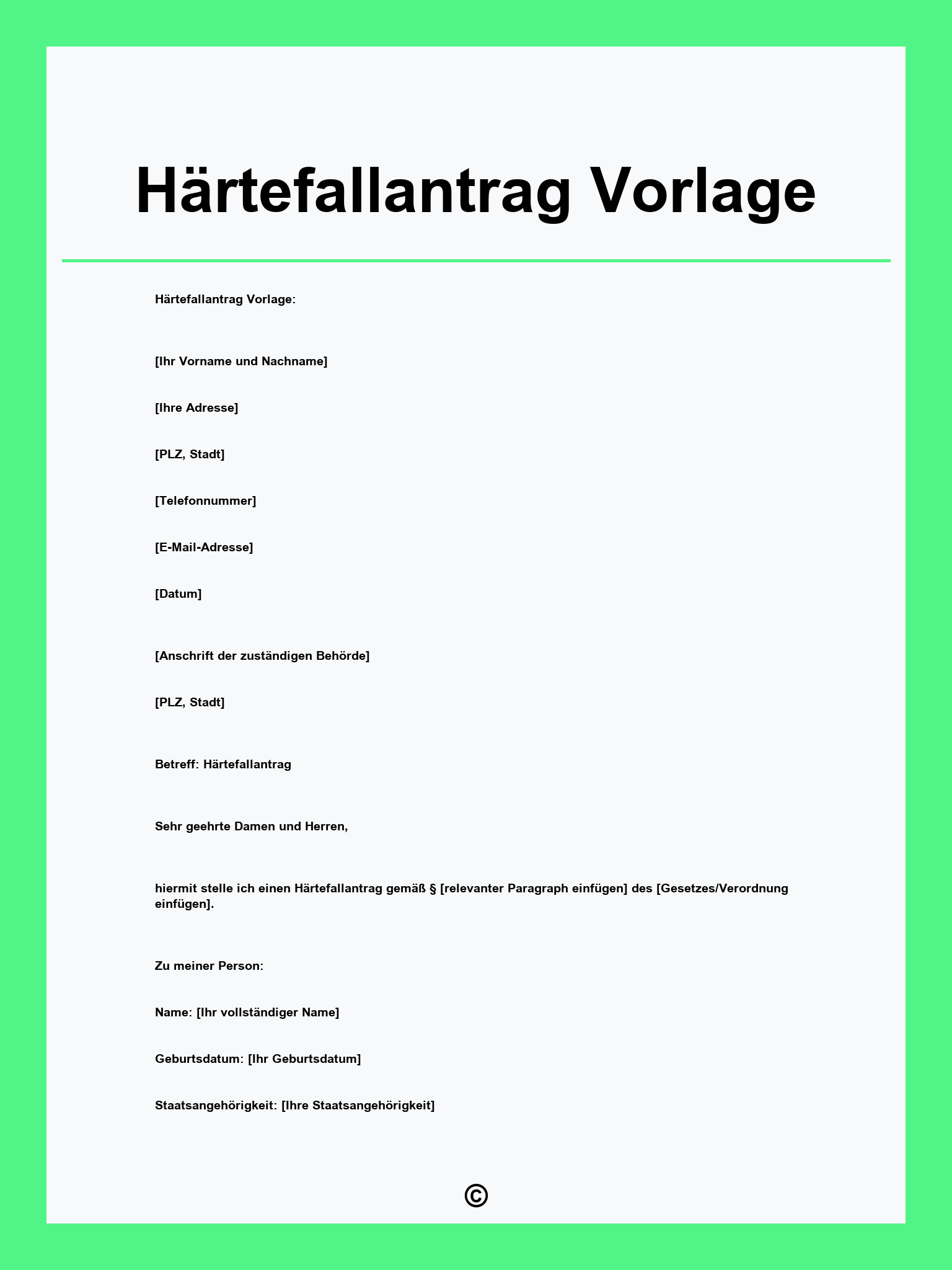 Härtefallantrag Vorlage