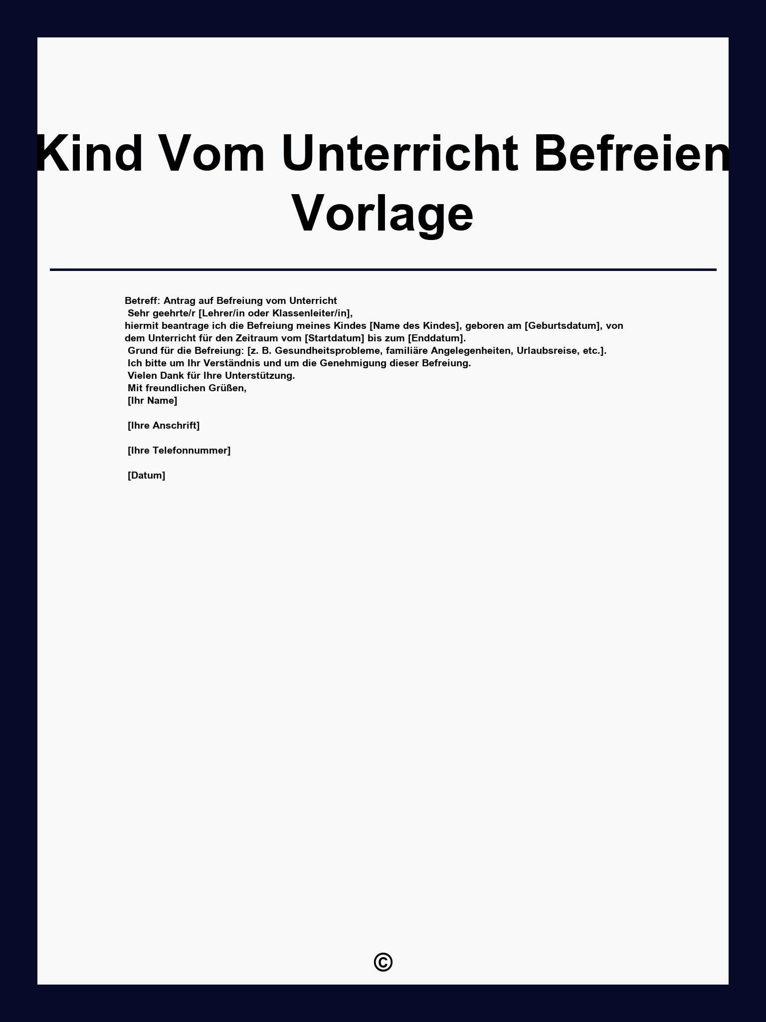 Kind Vom Unterricht Befreien Vorlage