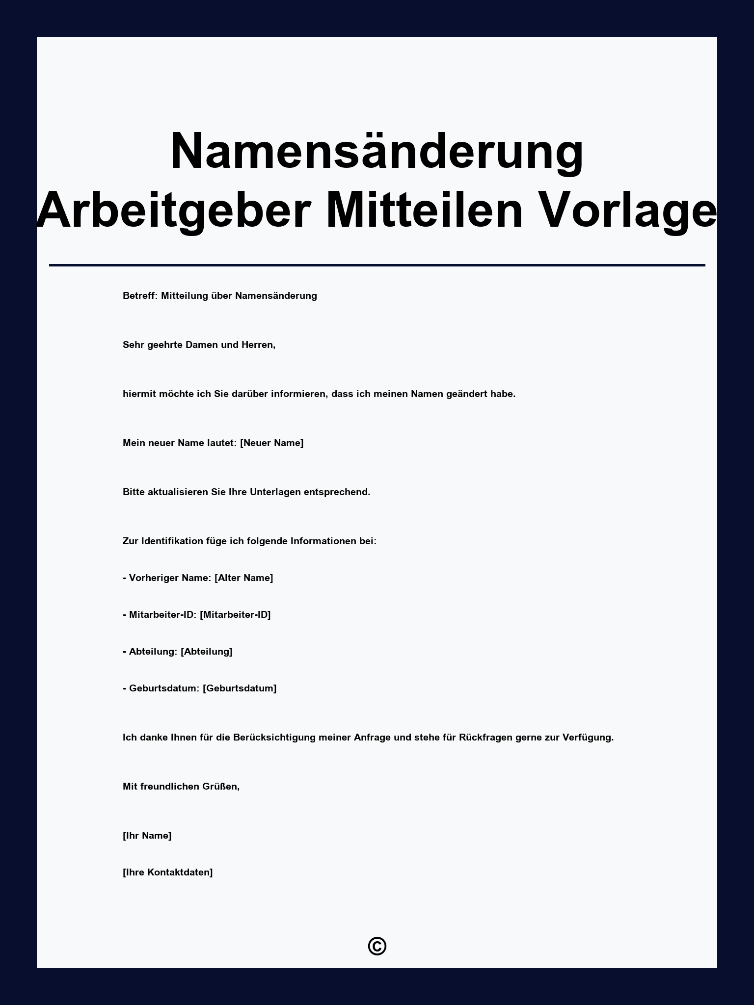 Namensänderung Arbeitgeber Mitteilen Vorlage