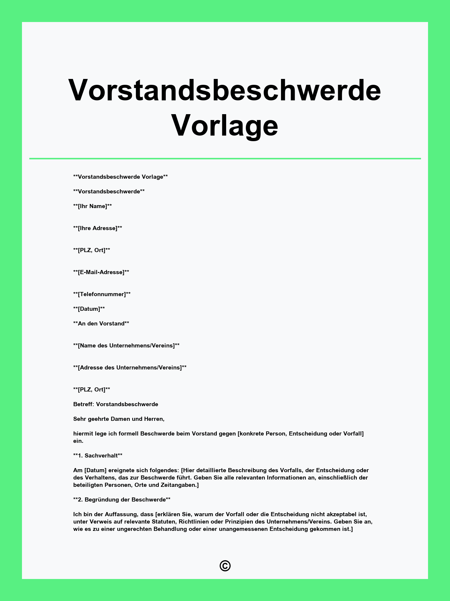 Vorstandsbeschwerde Vorlage