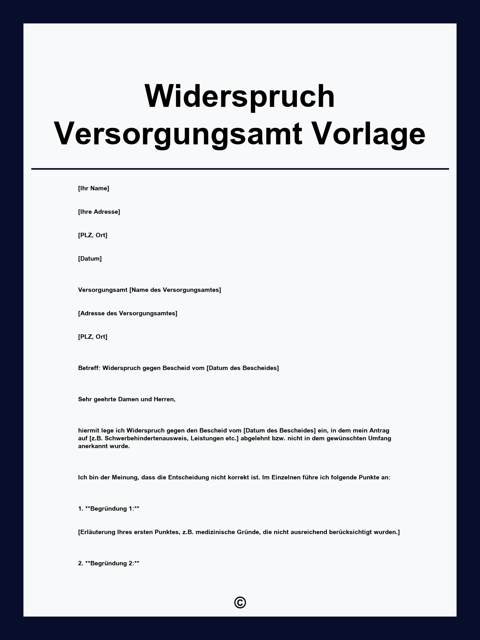 Widerspruch Versorgungsamt Vorlage